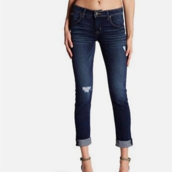 HUDSON Bacara Crop Straight Cuffed Denim Jeans Med Wash Size 28 - Picture 1 of 9